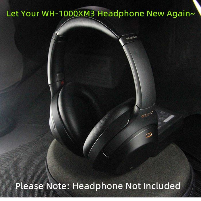 Set 2 bureti pentru casti Sony WH-1000XM3 WH1000XM3, Over-Ear - Negru, Spuma cu memorie, Piele ecologica