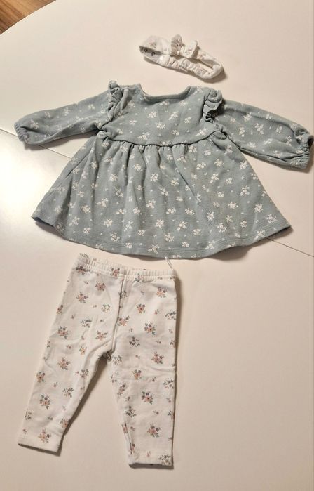 Сет за момиче C&A, размер 62 - рокличка, клин и панделка