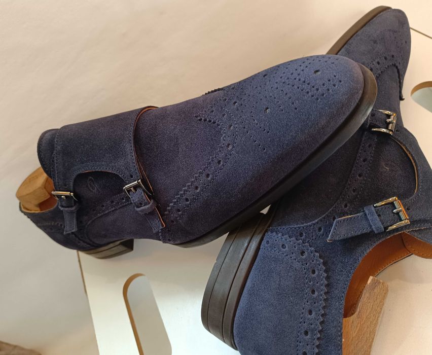 Pantofi monk 44 44.5 de lux GREVE NOI lucrati manual piele naturala
