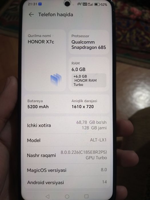 Honor X7c почти новый