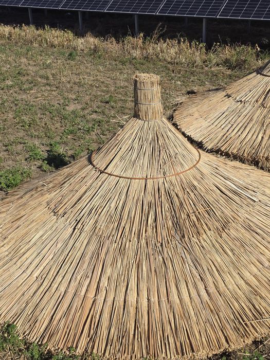 Umbrelă rustică cu stuf – umbră naturală