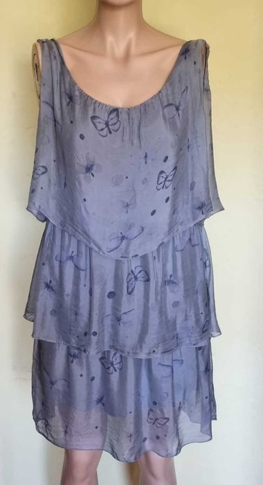 Rochie bleu, matase naturala 100%, marimea M