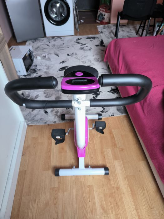 Bicicletă Fitness Compactă, Mov – Ideală pentru Acasă, Ecran LCD