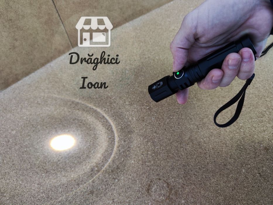 Lanterna mini - led PM10 LASER, din aliaj si cu acumulator 18650