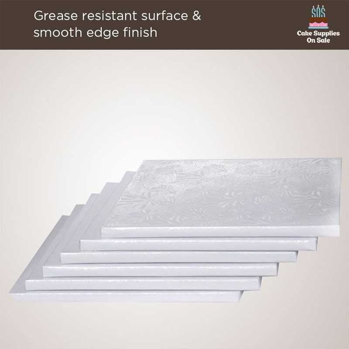 5 броя Квадратни Луксозни Подложки за Торта 12 мм - Бяла