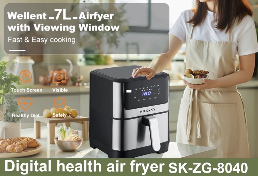 Air Fryer 7 литра, 8 програми, 1800W еър фрайър Sokany SK-ZG-8040