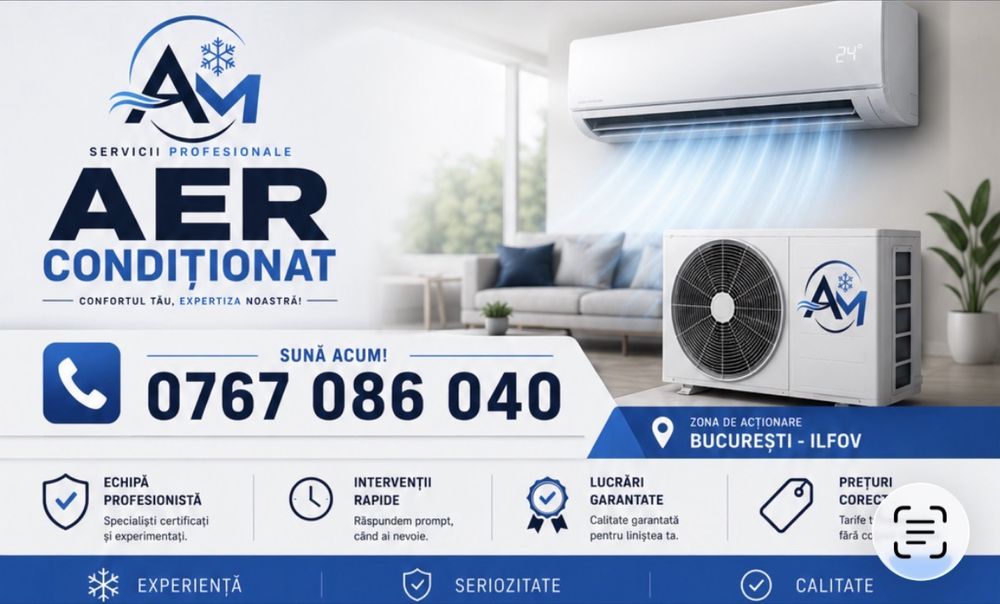 Aer Condiționat București - Ilfov | Montaj + Freon + Igienizare