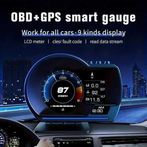 HUD OBD2+GPS дисплей скорост RPM