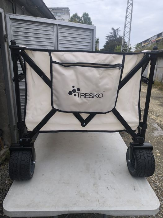 Сгъваема количка TRESKO® 300 л със спирачка,широки гуми и товароносимост до  150 кг
