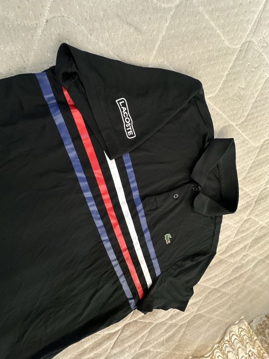 Lacoste DH3138 Men Black Striped Polo Collar