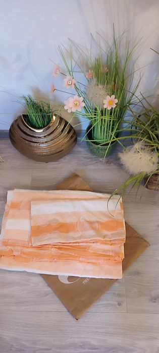 Set din bumbac plin 100%, imprimeu aztec, corai, nou