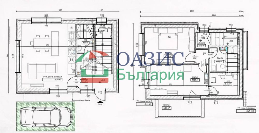 2-етажна градска къща с 2 спални-110,53 кв. м.+Паркомясто 12,5 кв. м.+40 кв. м. двор,Гранд Вилидж,Кошарица,България