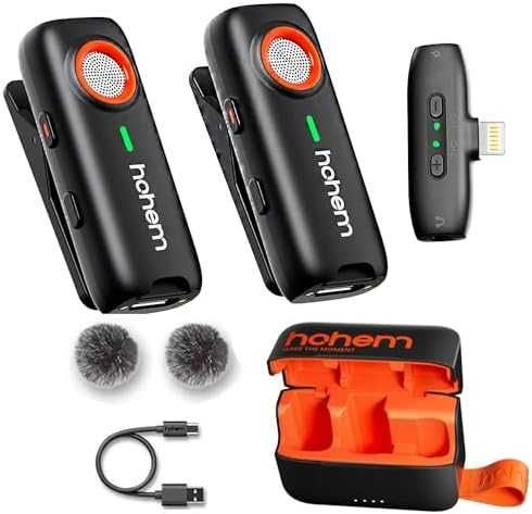 Нов Професионален Безжичен Микрофон hohem за iPhone/iPad, 2 TX + 1 RX
