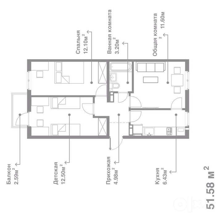 Новостройка Юнусабад 7 ЖК Зенит 3 комнатная 2 этаж Евроремонт 52м²