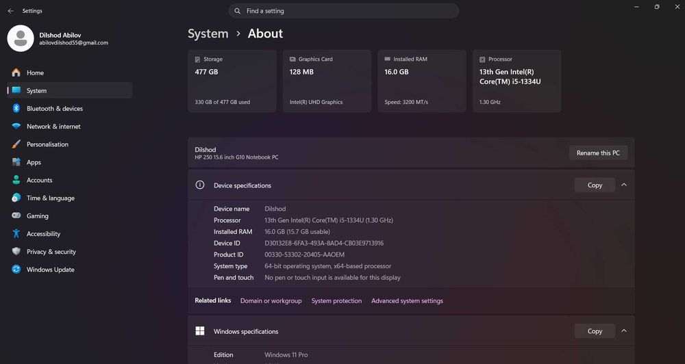 HP 250 G10 kompyuter