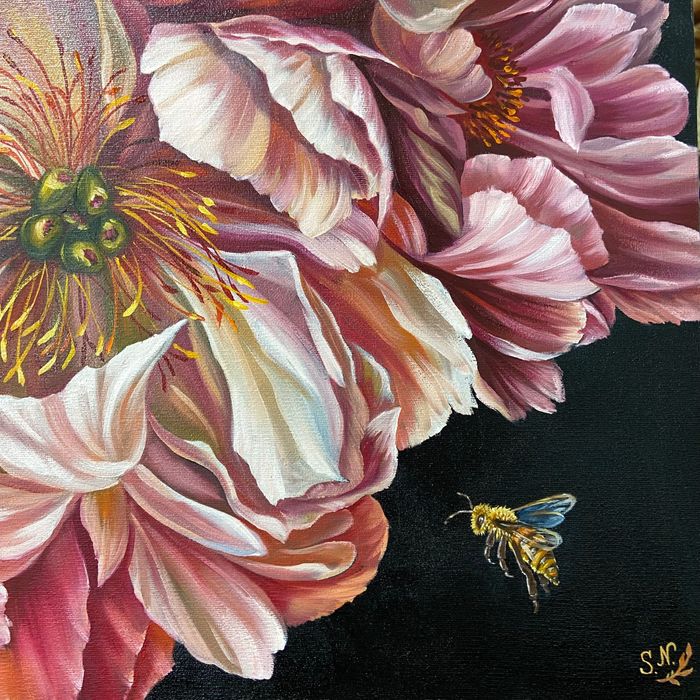 Картина  маслом цветы