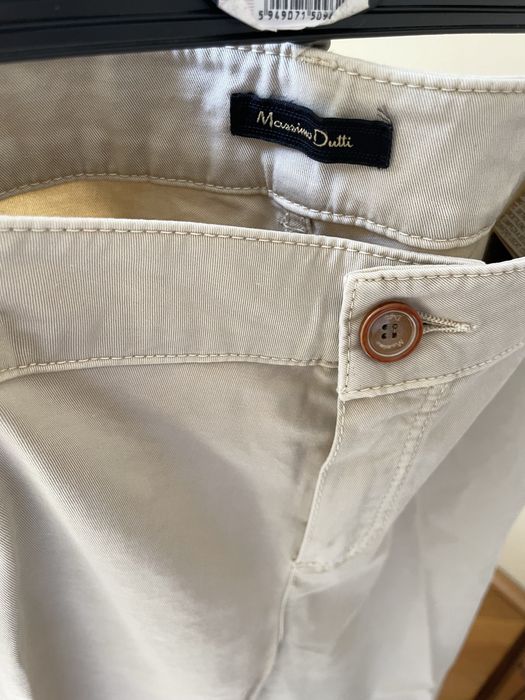 Pantaloni Massimo Dutti, bumbac, bej