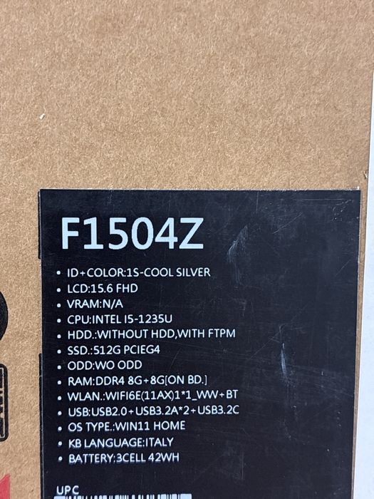 Laptop ASUS Vivobook 15"/8GB RAM/SSD 512 GB/Windows 11 INCLUS/Silver