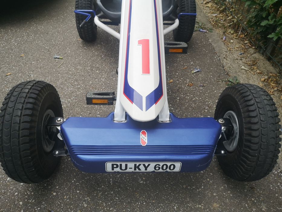 Cart/Kart cu pedale pentru copii PUKY F600 L 5-10 ani alb/albastru