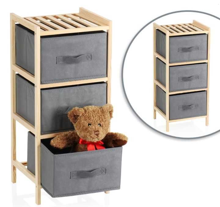 Дървена етажерка рафт/ стелаж на 3 нива с чекмеджета