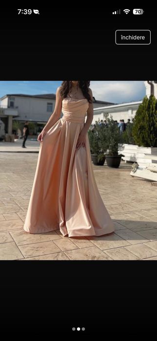 Rochie elegantă de ocazie – culoare champagne/piersică