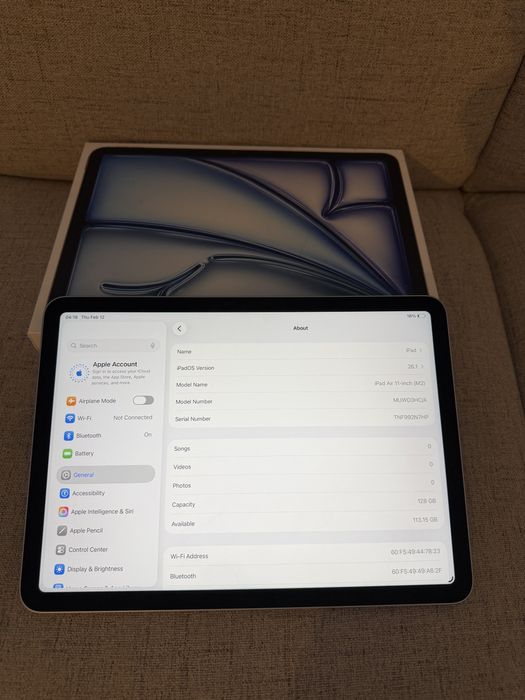 ipad air 11” cu M2 128gb wifi blue, factura/garantie 2 ani istyle