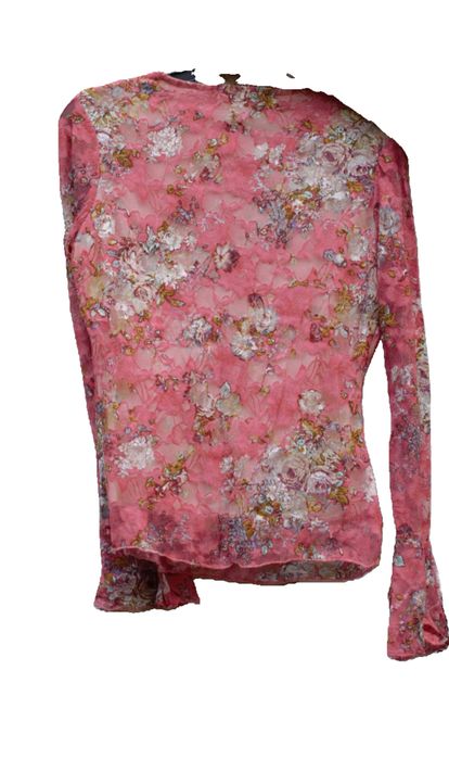 Bluza dantela roz cu trandafiri