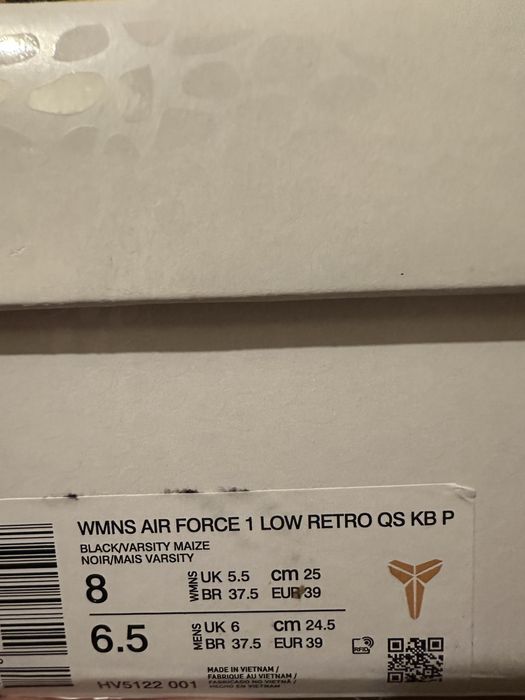 Nike Air Force 1 Low Kobe Bryant Lakers Away (Numbered Edition)