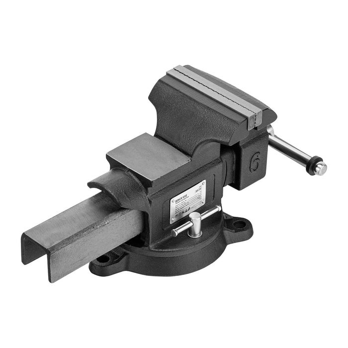 Тиски слесарные поворотные, стальная направляющая с наковальней