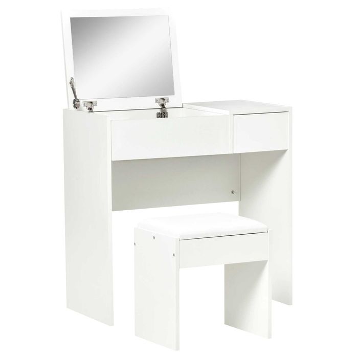 Masa Machiaj cu Taburet , Alb , HOMCOM , x4 buc disponibile