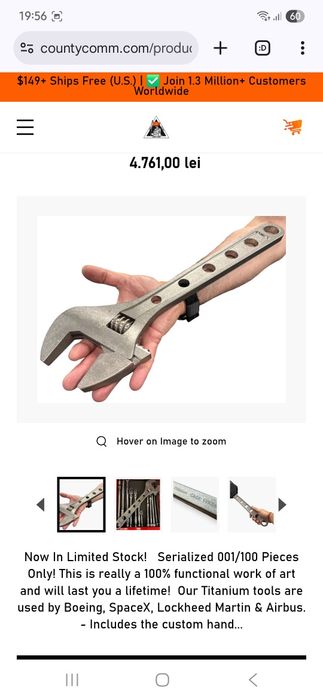 Cheie Franceza Adjustable Titanium Wrench 18 inch