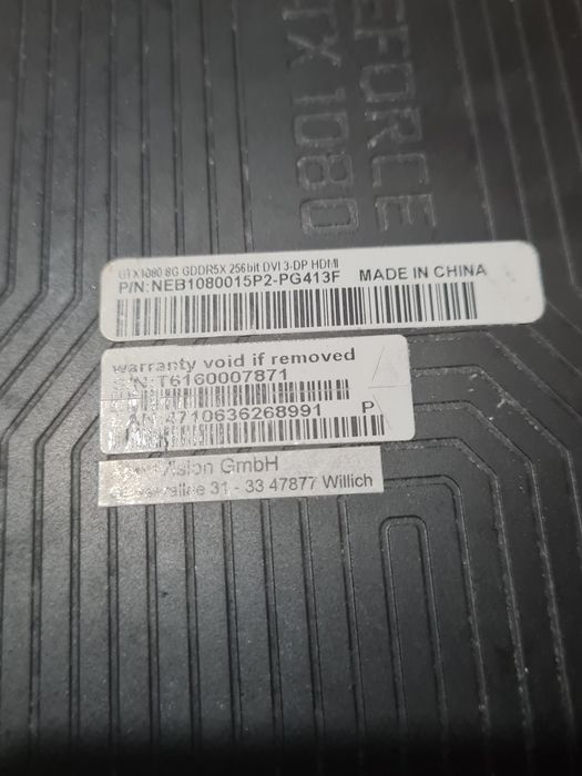 Placa video GEFORCE GTX 1080  8Gb DDr5