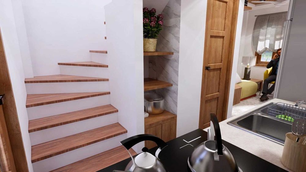 НА ИЗПЛАЩАНЕ - Евтина триетажна сглобяема къща с 2 спални, 54 кв. м