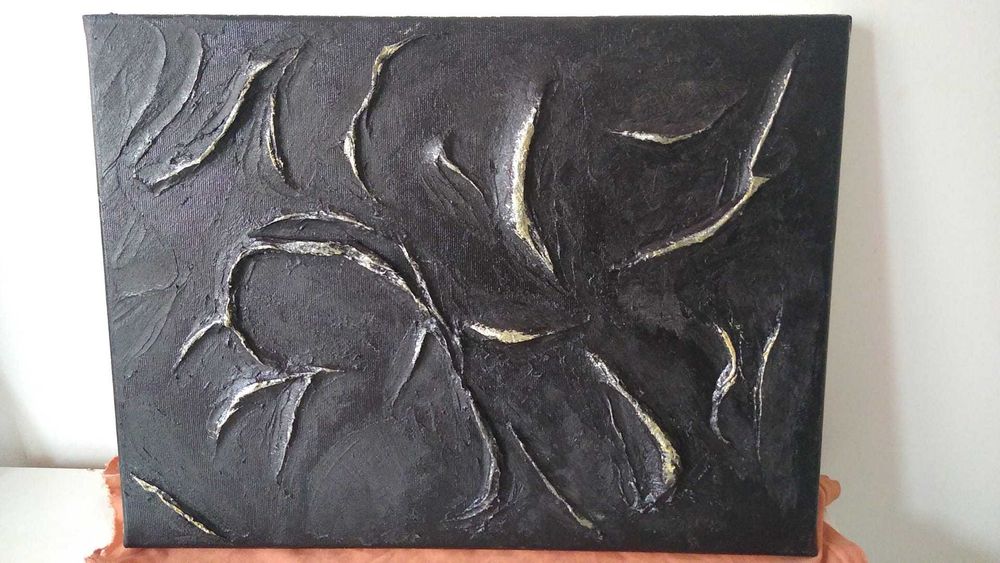 Tabloul pictat manual acrilic "The Grace of the Tropical Sunset38x45cm