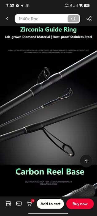 Lansetă casting 198 cm 5-22g,Putere nu Medium, Carbon T1100+ T40