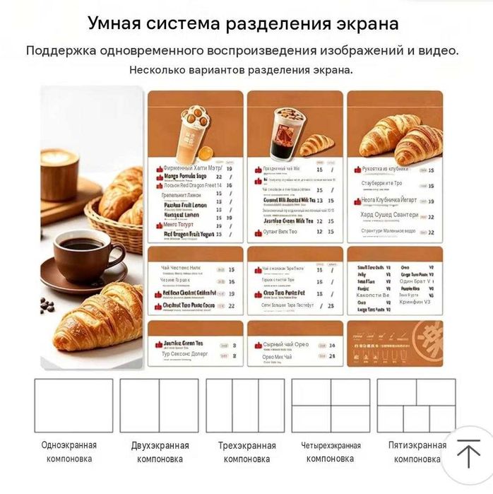 Цифровая Меню-Доска L-тип 1080p с сенсорным экраном для ресторанов