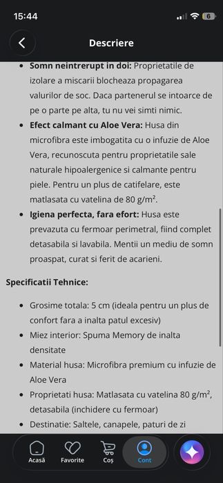 Topper Saltea Memory Aloe Vera, NufJoy®, 160x200 cm, 5 cm grosime, Spuma cu memorie, Husa cu Aloe Vera matlasata