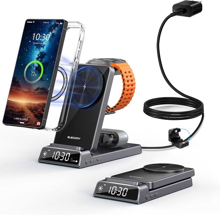 Магнитно безжично зарядно за Samsung, 3 в 1 Mag Safe