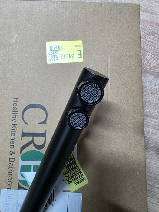 Baterie de bucatarie CREA cu 4 cai, robinet de chiuveta rotativ la 360°, Neagra