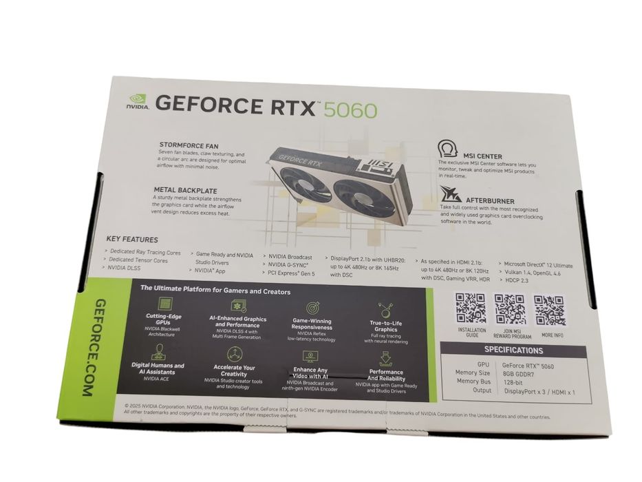 Nvidia RTX 5060 8GB MSI Inspire 2x OverClock OC