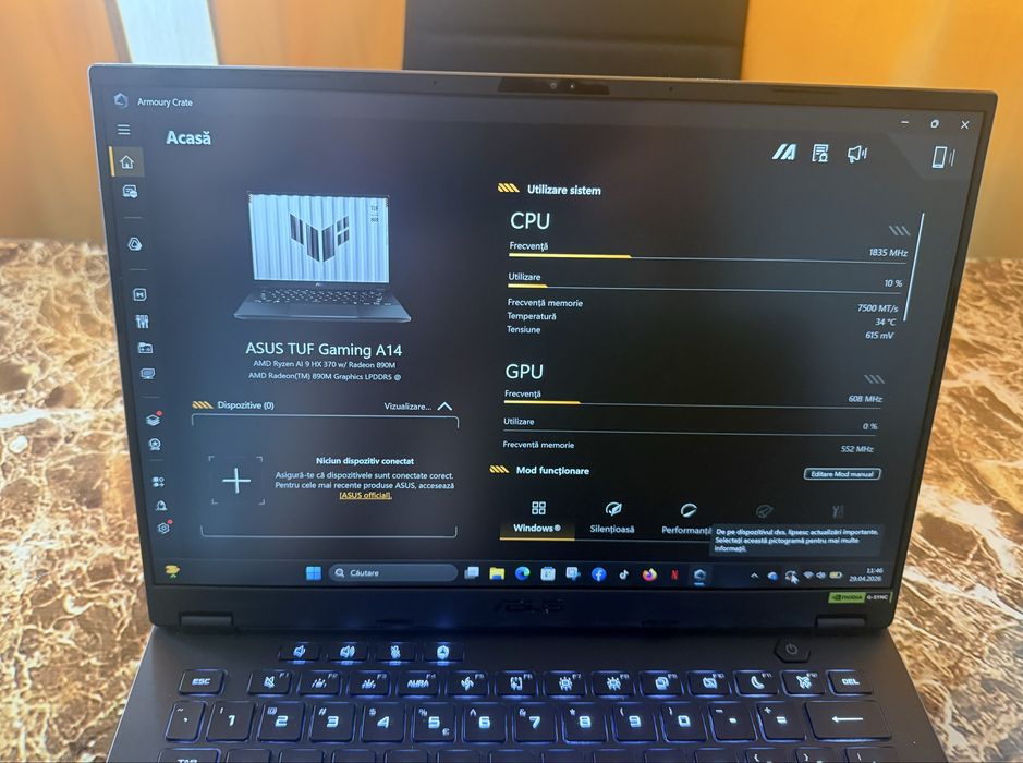 ASUS TUF A14  – RTX 4060 / 32GB RAM / 1TB SSD – CA NOU, GARANȚIE