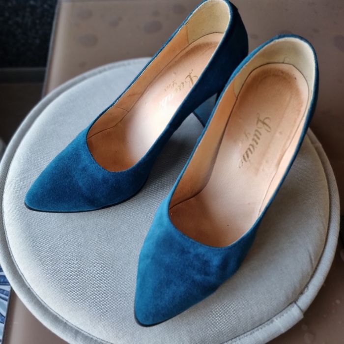 Pantofi damă albastri piele naturala, 39