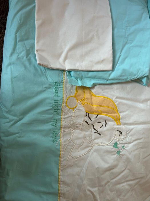 Комплект за кошара Ранфорс - юрган, възглавница, чаршаф за бебе