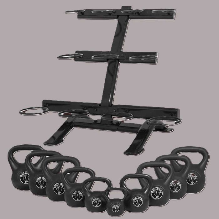 Kettlebell umplut cu ciment set 113 KG + suport