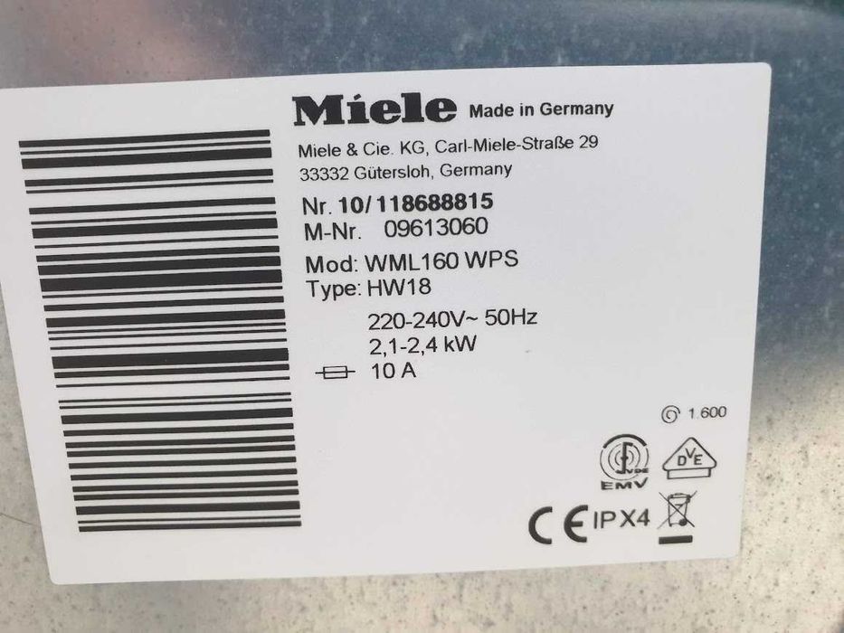 Miele W1 - TwinDos - Подсветка - Пералня Миеле 12м Гаранция