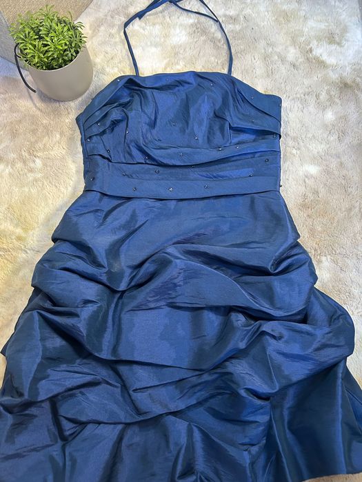 Rochie de ocazie/ cocktail Weise, mărimea M- albastru satinat