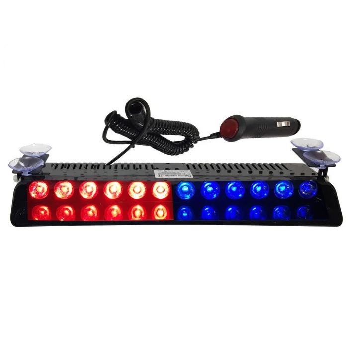 12 LED Сигнална лампа за запалка на кола, син/червен цвят