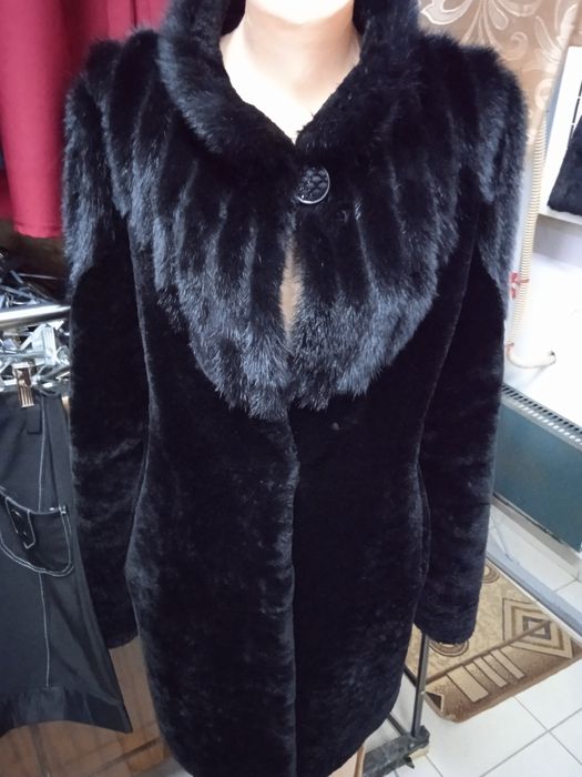 Шуба мутон с норкой, 48р.