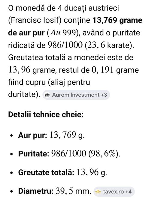 Moneda aur Austriaca Franz Iosif  24k și carcase plastic pentru monede