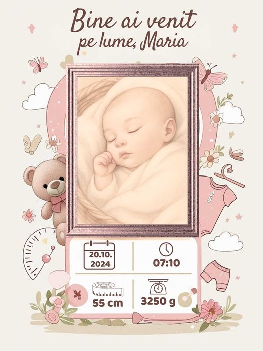 Tablou Personalizat Bebelusi - Nou Nascut - Baby Girl / Baby Boy